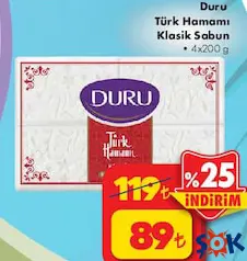 DURU TÜRK HAMAMI KLASİK BANYO SABUNU 4X200 G
